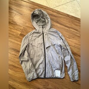 Hollister Light Gray Windbreaker Jacket with Hood